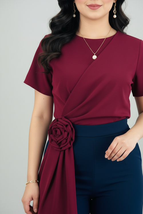 Blusa Burgundy Rose Asimétrica cod.568