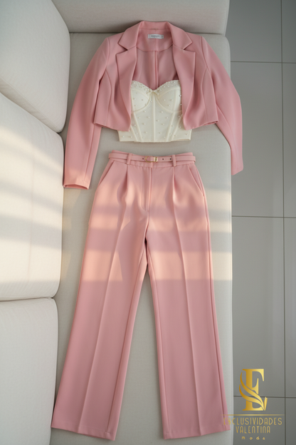 Conjunto Rose Poudré Blazer & Corset cod.C219