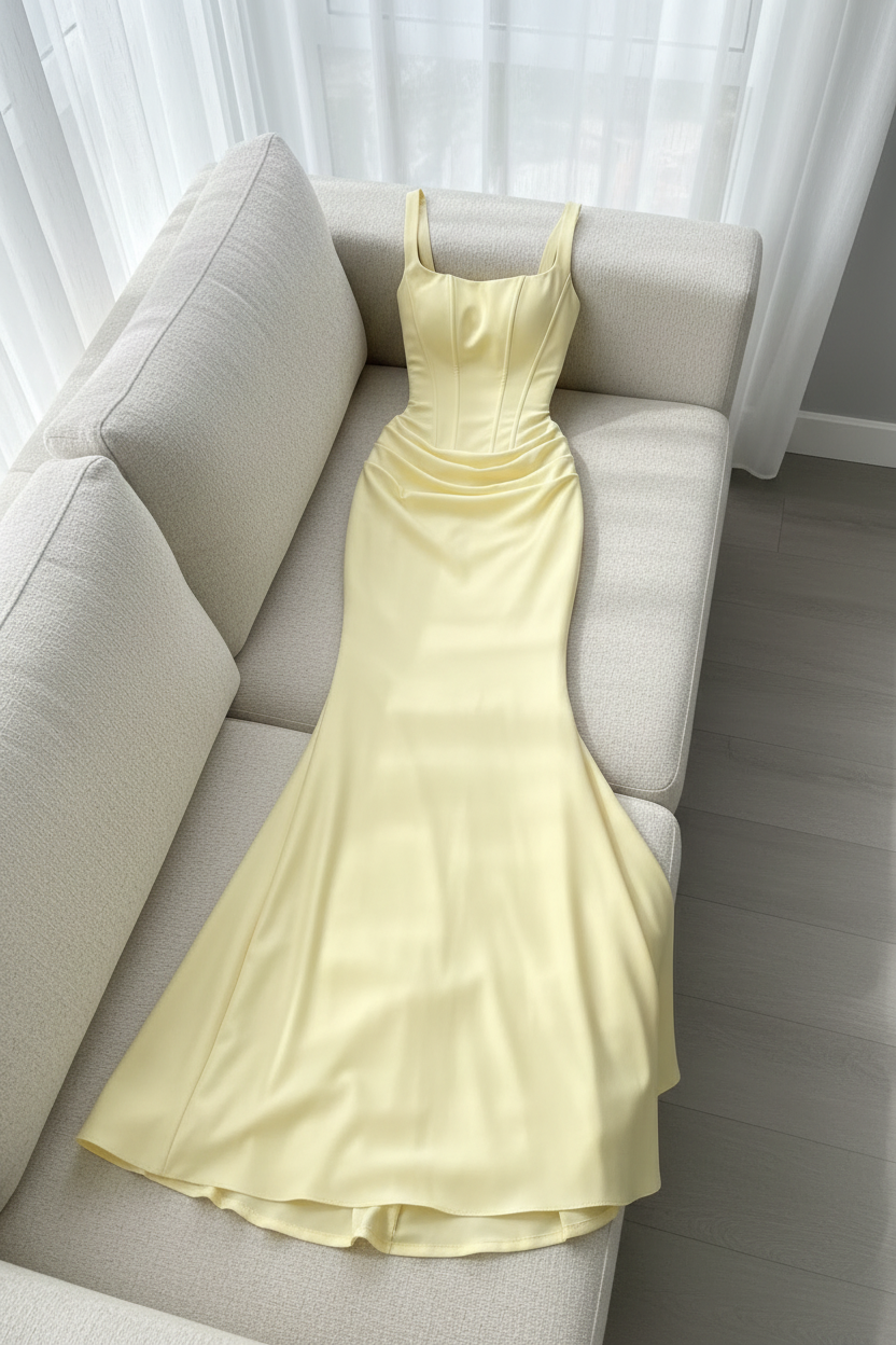 Vestido Corset amarillo pastel cod.V414