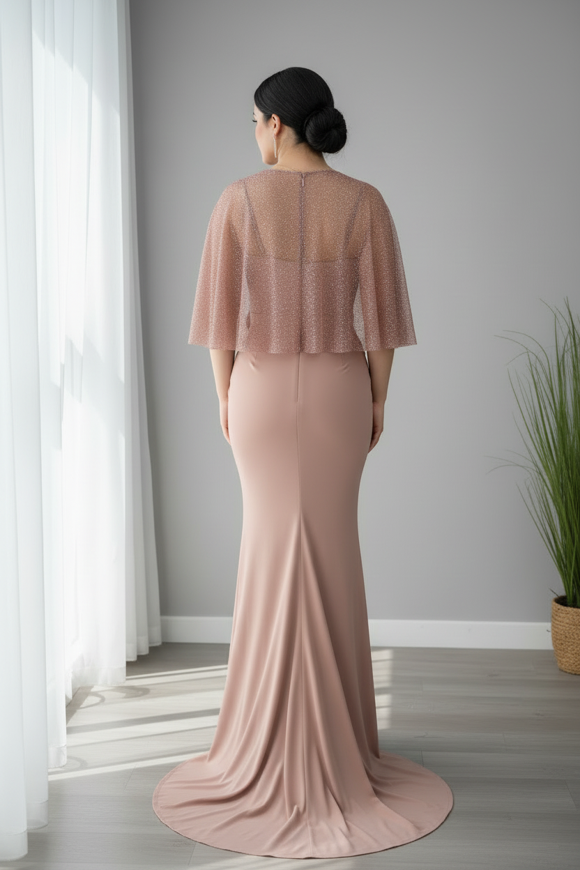 Vestido Rosa Mauve con Rosas D cod.708