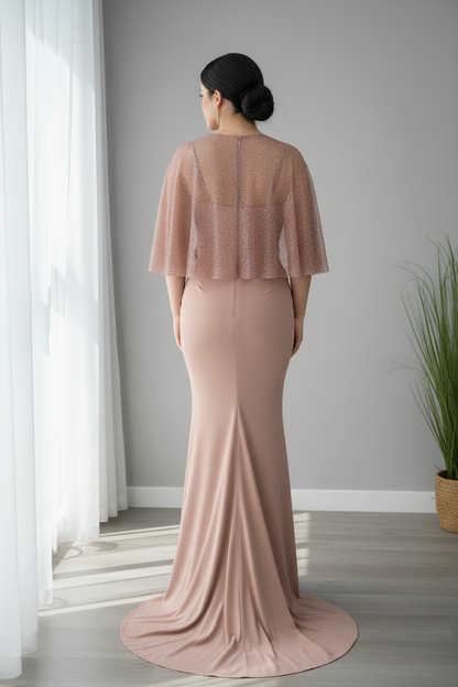 Vestido Rosa Mauve con Rosas D cod.708