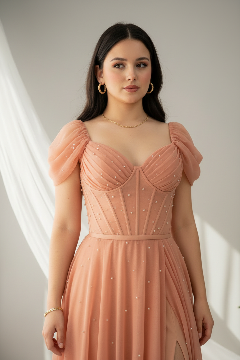 Vestido Salmón cod.V659