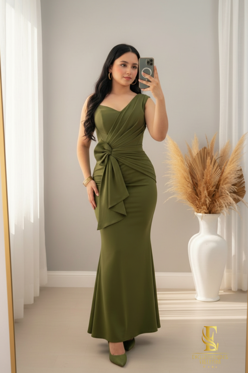 Vestido Sirena Verde Olivo cod.00184