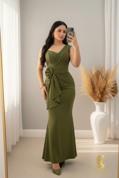Vestido Sirena Verde Olivo cod.00184