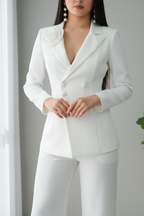 Traje Blanco Blazer Doble Botonadura cod.006