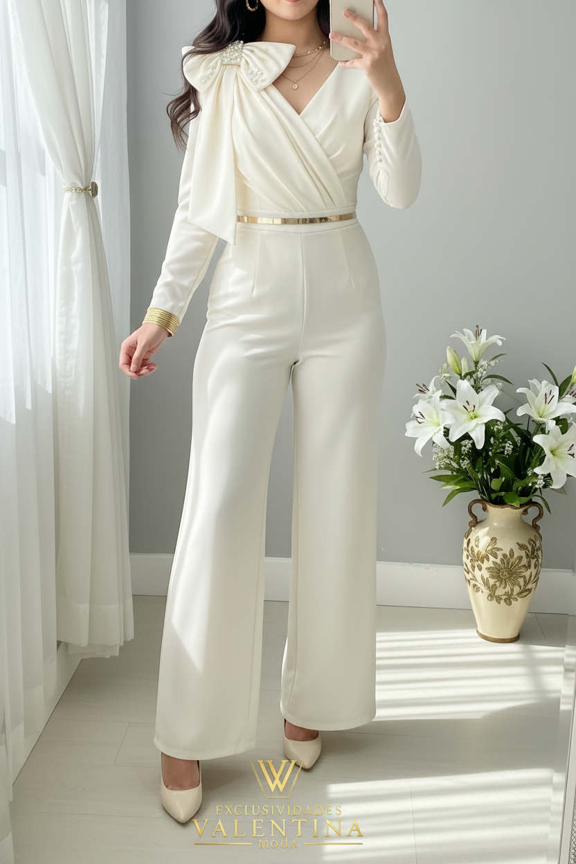 Conjunto Blanco Total Broche Dorado cod.C731