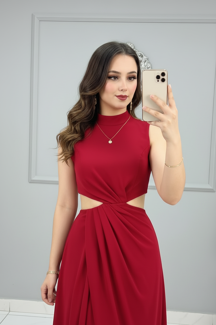 Vestido Rojo Cutout Sensual  cod.596