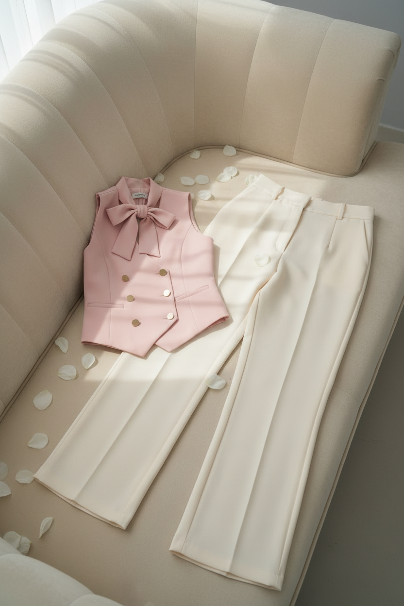 Pantalón Crema Wide Leg Tiro Alto cod.P0016