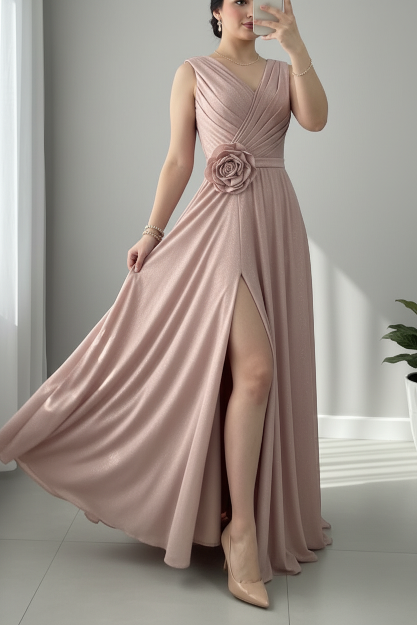 Vestido Rosa Palo Flor cod.906