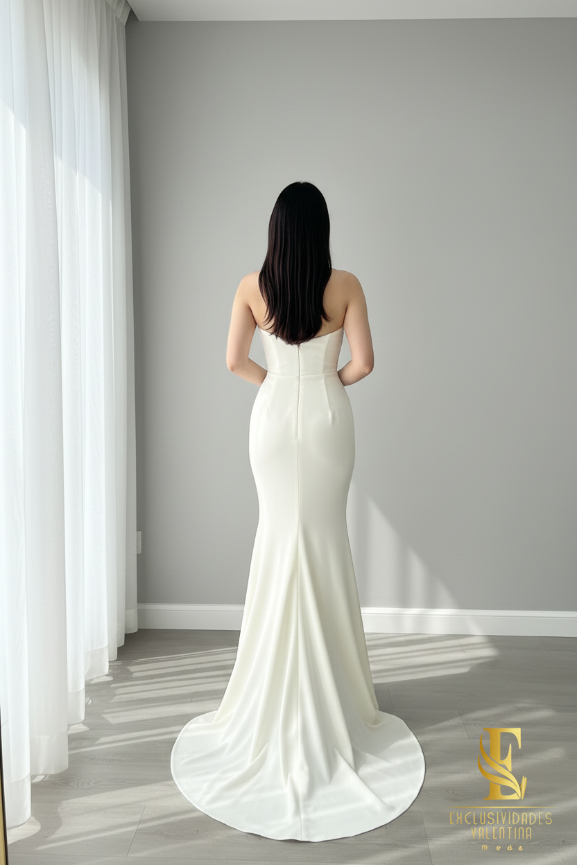 Vestido Novia Sirena Ivory | Escote V Profundo o cod.V435