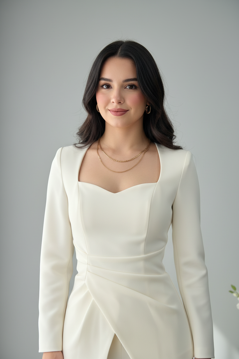 Conjunto Dos Piezas Blanco - Blazer Asimétrico + Pantalón Recto Cod.C838