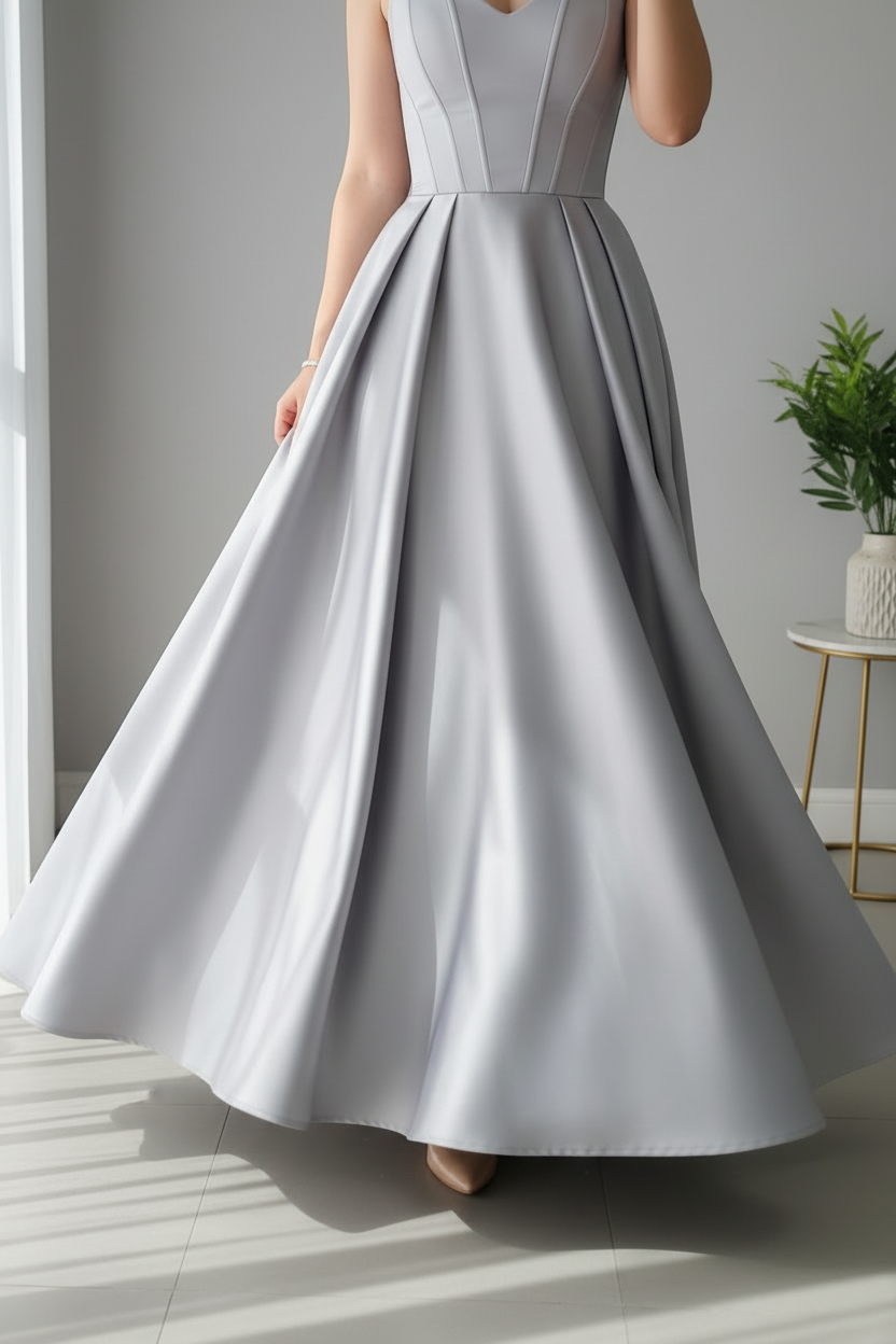 Vestido Gris formal elegante cod.V680