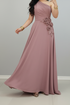 Vestido palo de rosa hombro único C.1925