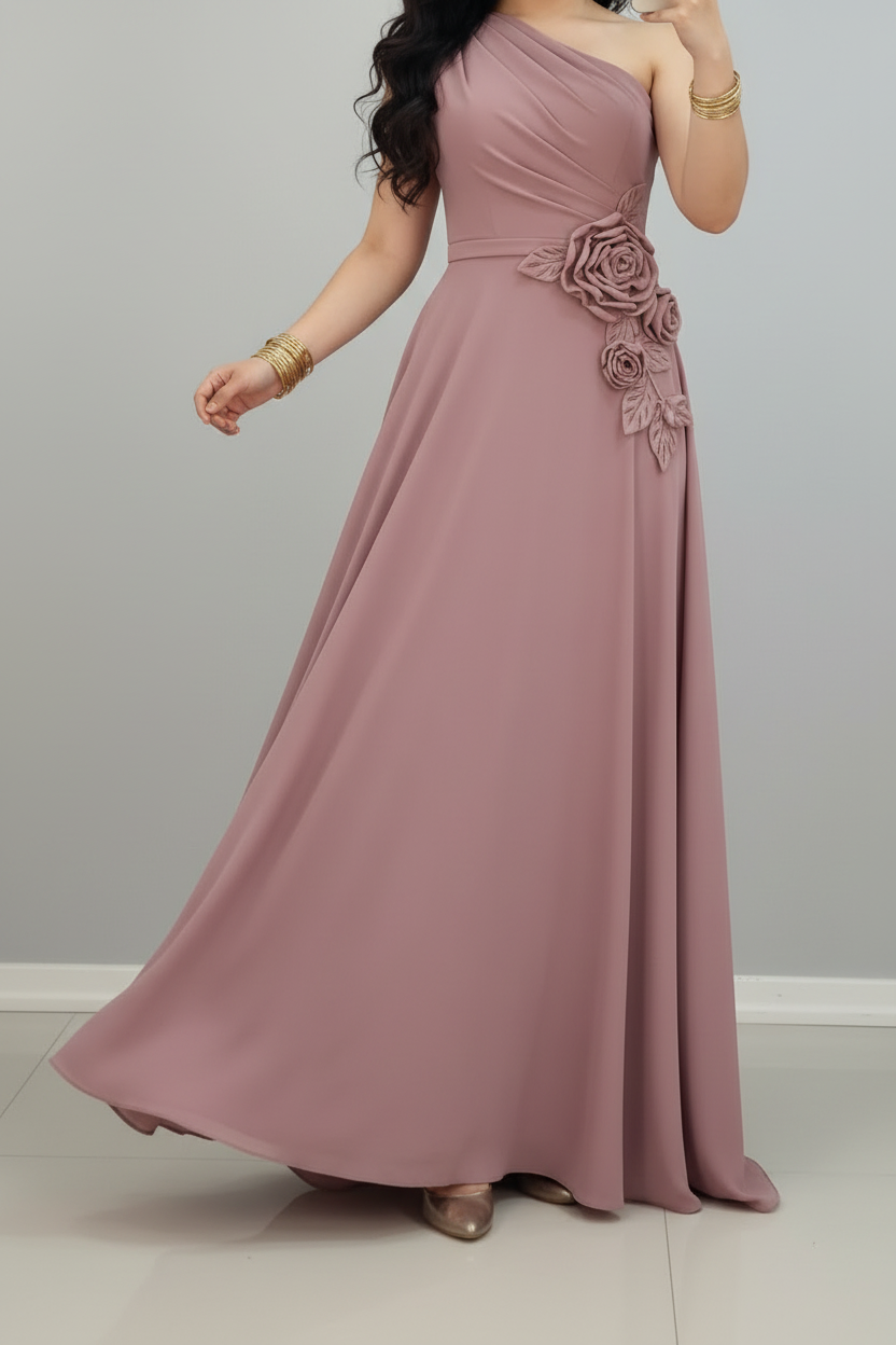 Vestido palo de rosa hombro único C.1925