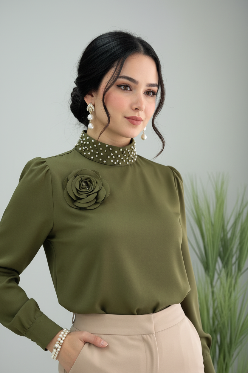 Conjunto Dos Piezas Verde Oliva & Beige  cod.877