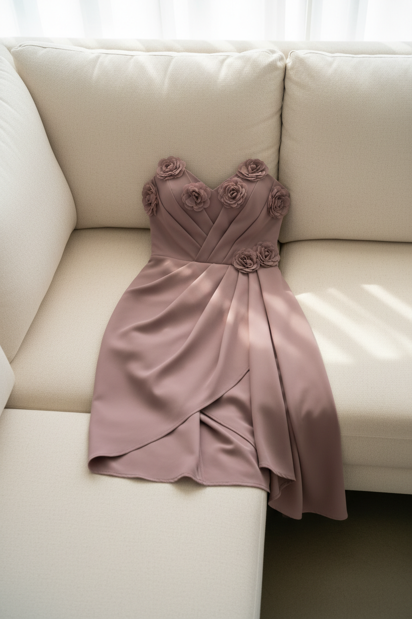 Vestido Corset Lila Rosas 3D