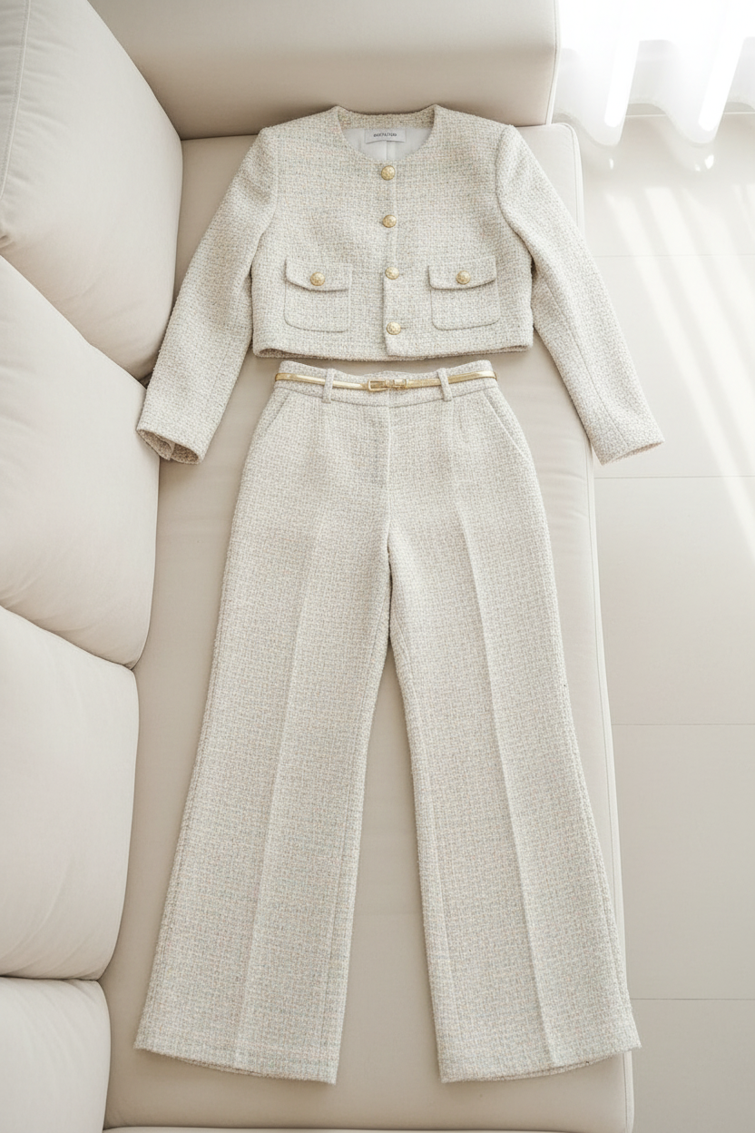 Conjunto Tweed Ivory Palazzo cod.C410