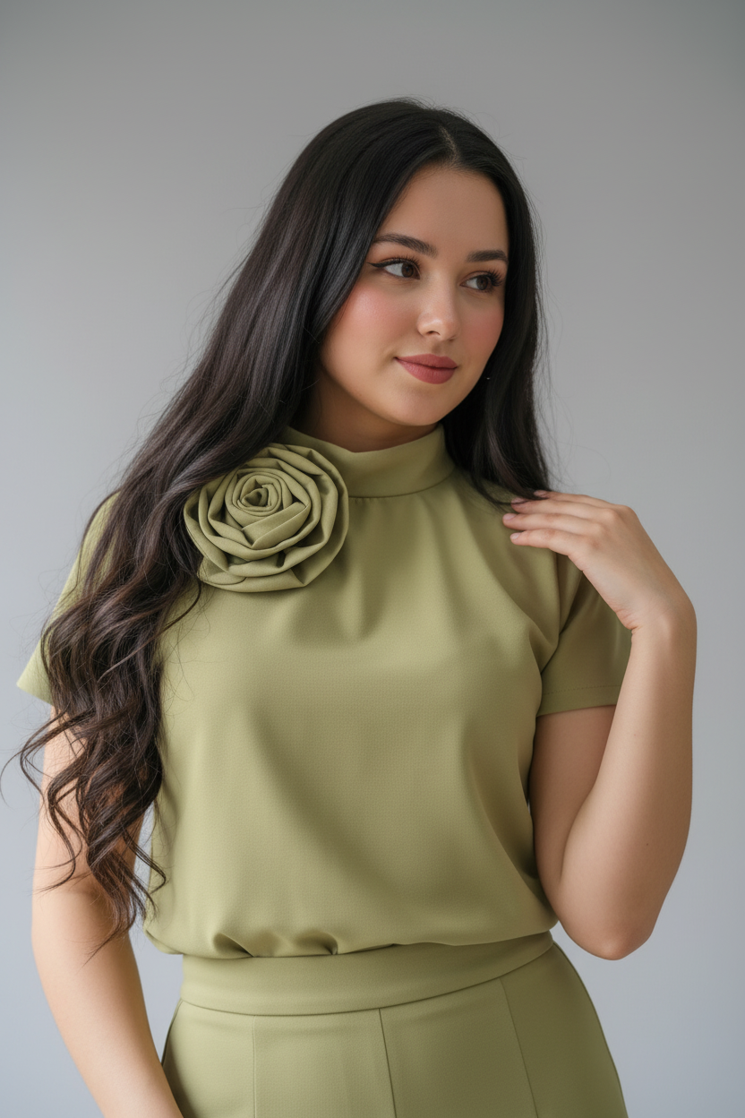 Conjunto Verde Oliva Rosa D cod.620