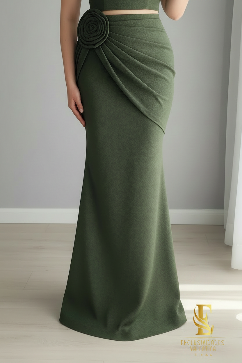 Conjunto Dos Piezas Verde Olivo con Broche Espiral cod.C238
