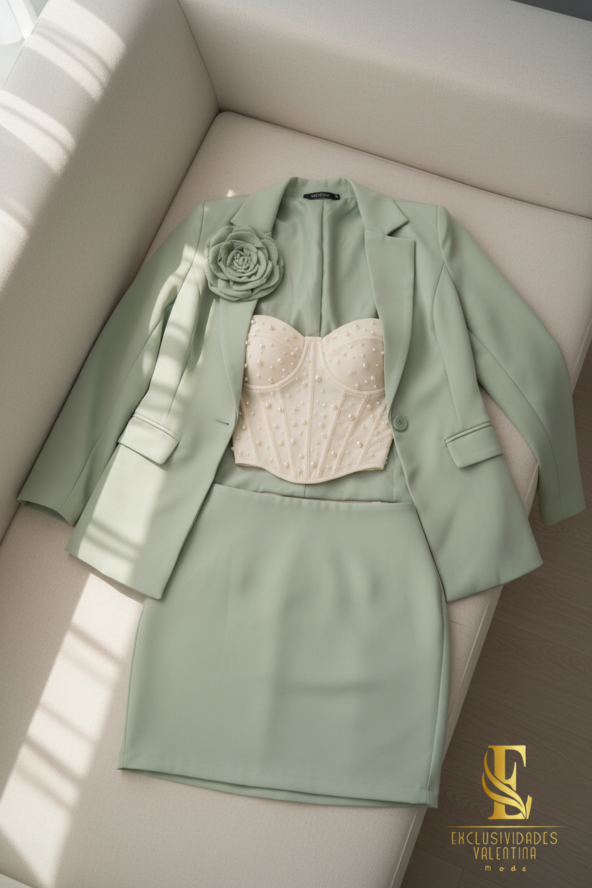 Conjunto Sage Rose Blazer & Mini cod.C215