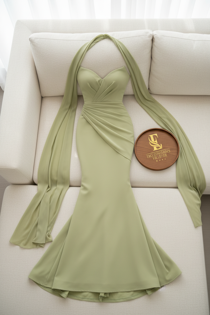 Vestido Verde Sage Sirena cod.990