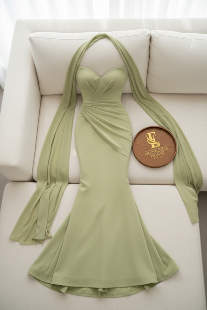 Vestido Verde Sage Sirena cod.990
