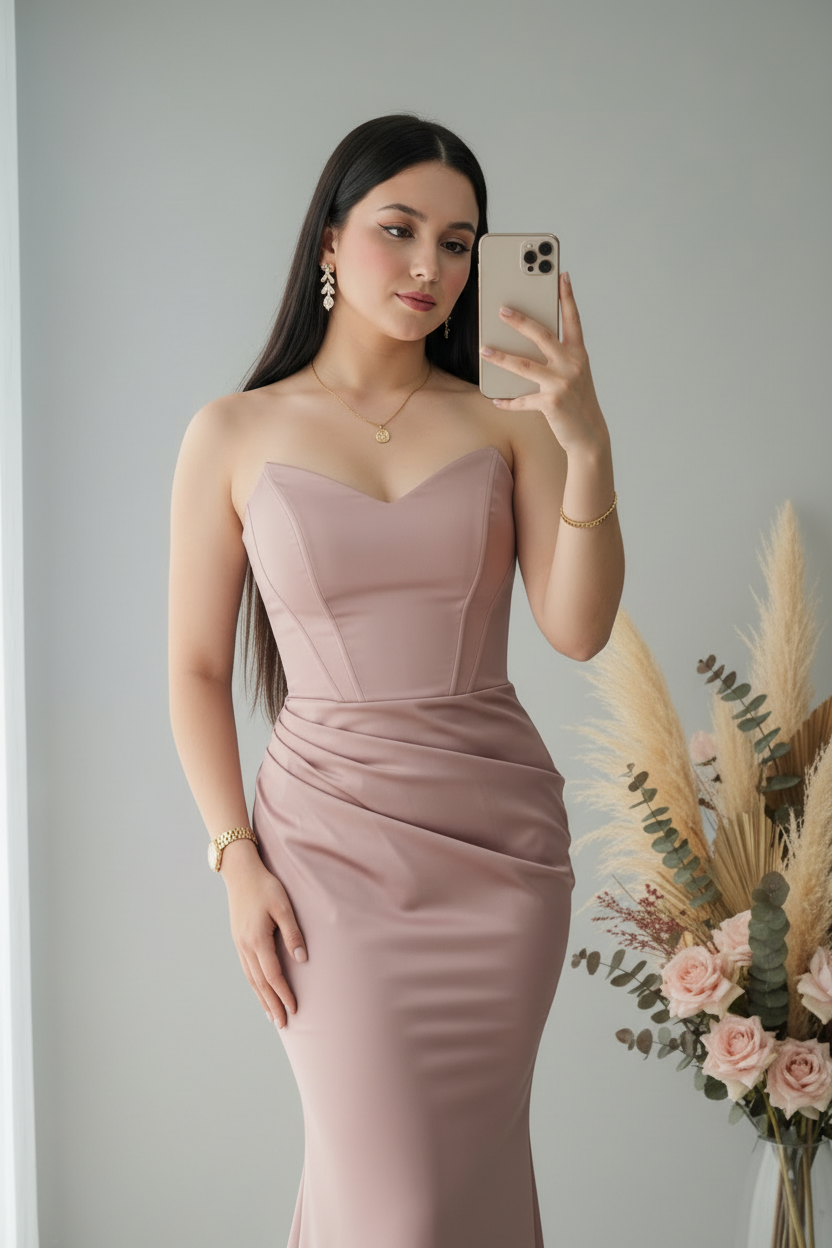 Vestido Rosa Palo Corset Sirena cod.V420