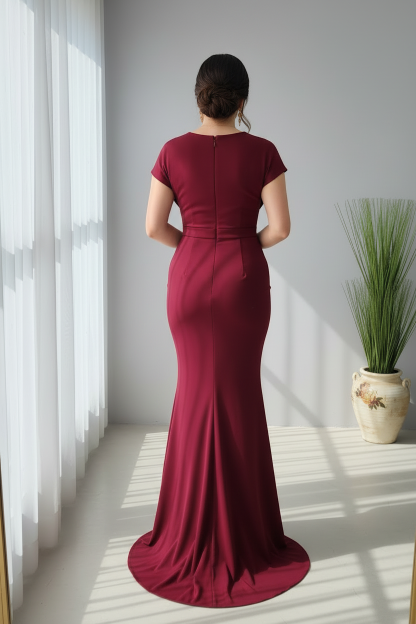 Vestido Sirena Vino Borgoña Exclusivo cod.796