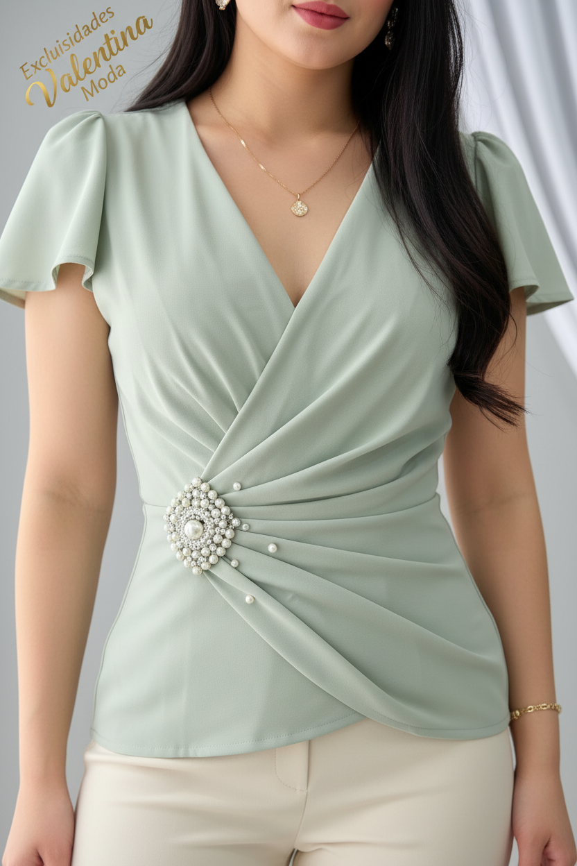 Blusa Wrap Perla Beige cod.B658