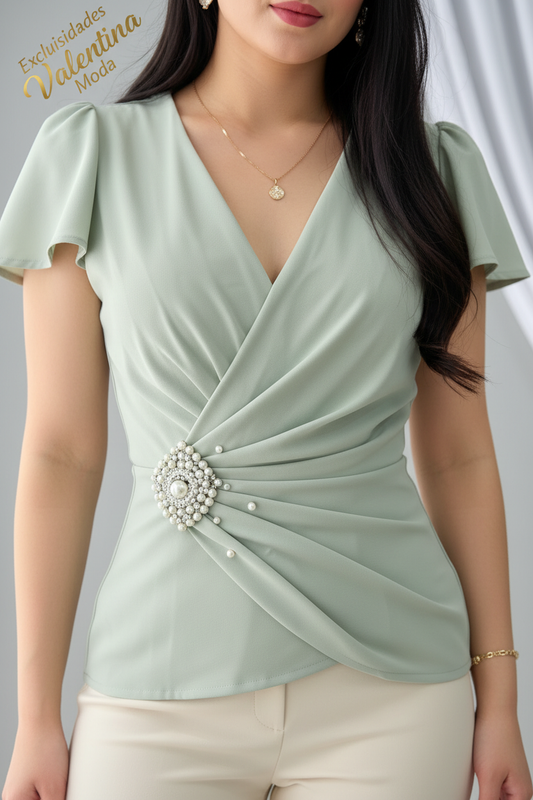 Blusa Wrap Perla Beige cod.B658
