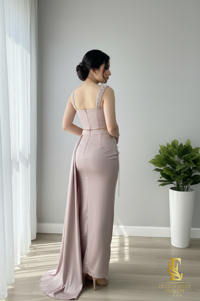 Conjunto Mauve Perle Corset & Falda C222