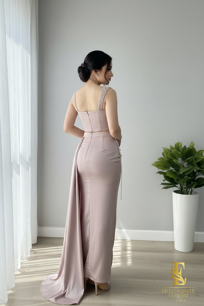Conjunto Mauve Perle Corset & Falda C222