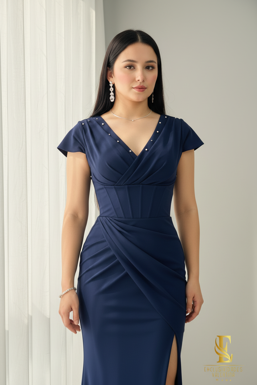 Vestido Sirena Azul Marino cod.00183