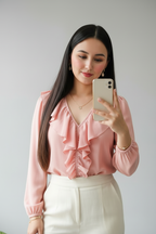 Blusa Blush Ruffle Manga Larga cod.582