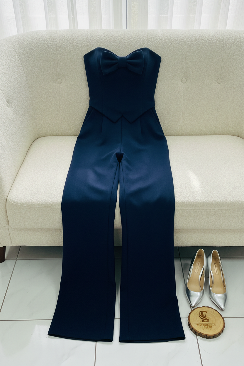 Conjunto Navy Bow Heart & Palazzo cod.562