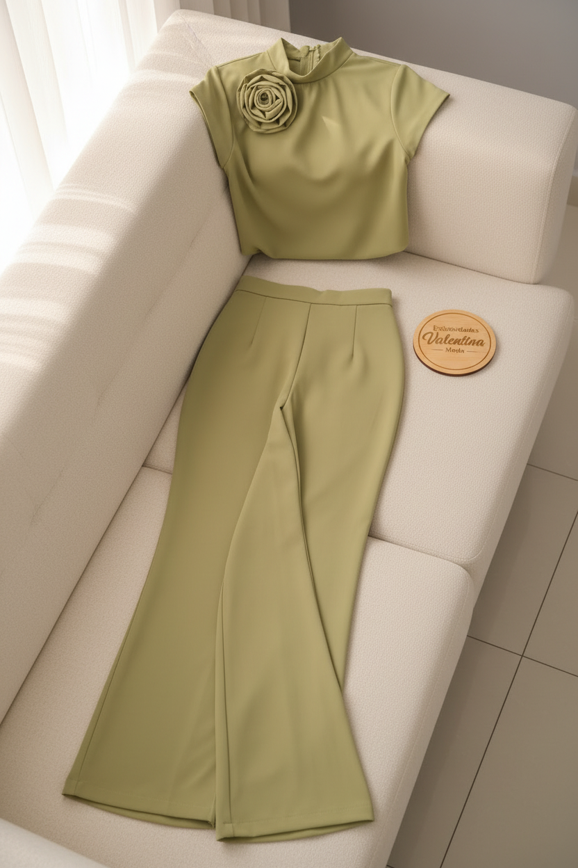Conjunto Verde Oliva Rosa D cod.620