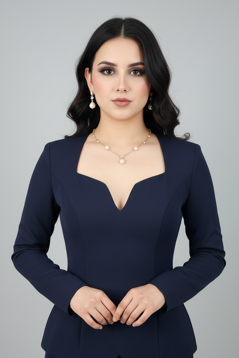 Traje Sastre Navy Sweetheart Peplum cod.565