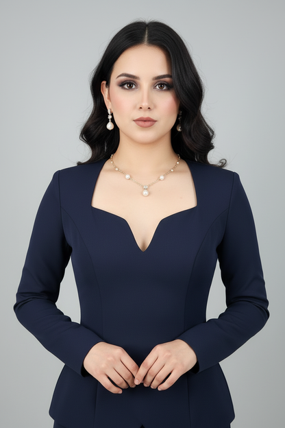 Traje Sastre Navy Sweetheart Peplum cod.565