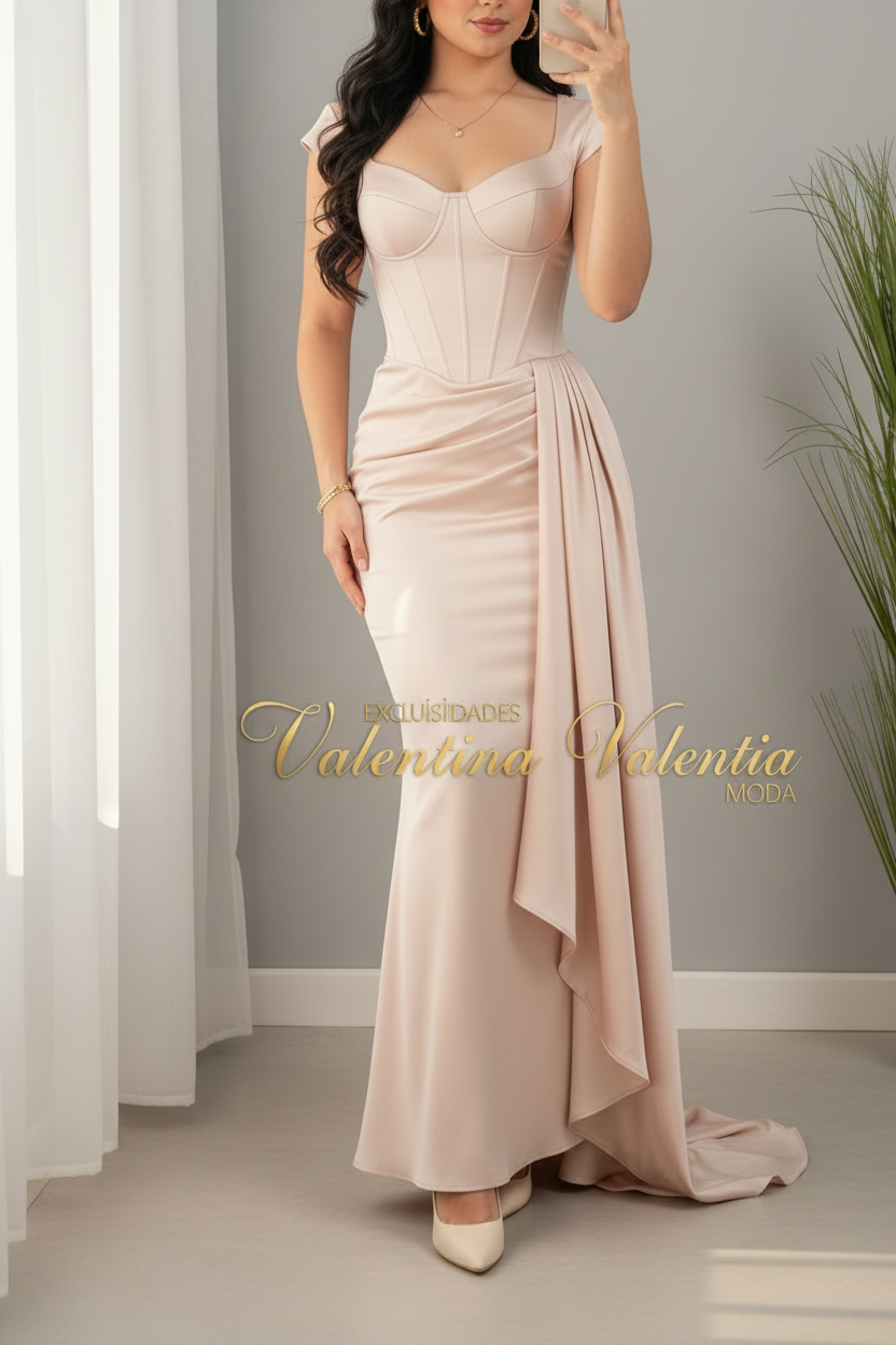 Vestido Corset Arabella rosa pastel cod.V654