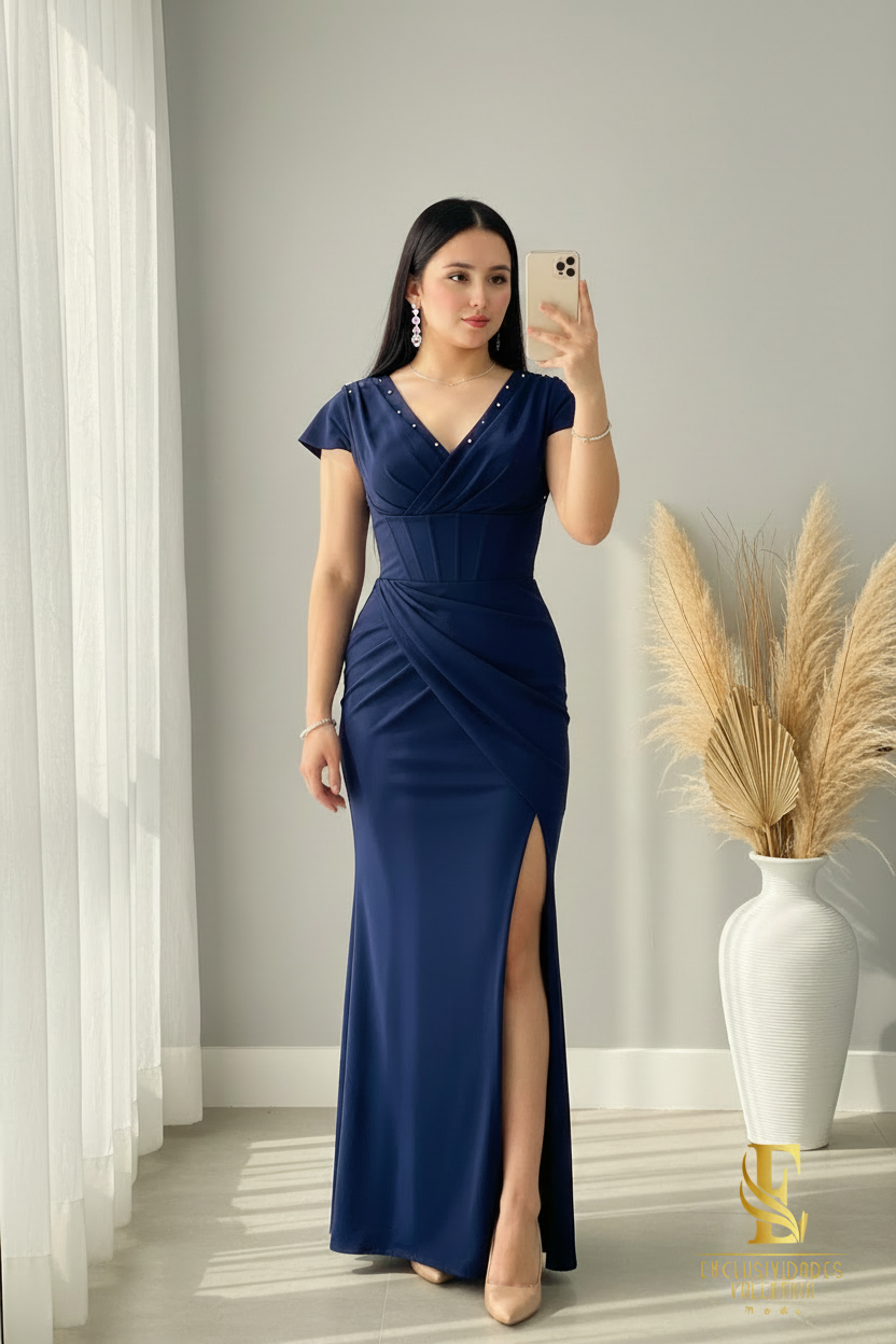 Vestido Sirena Azul Marino cod.00183