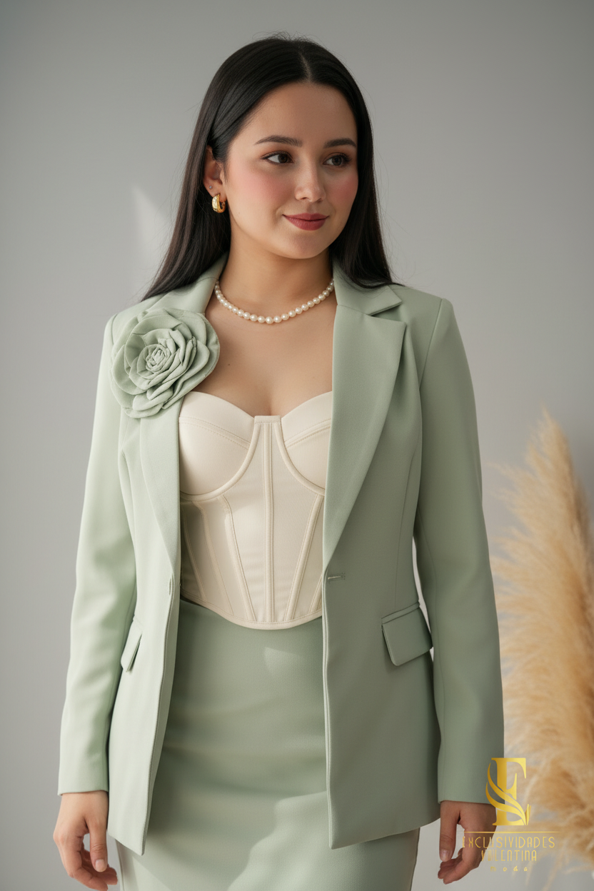 Conjunto Sage Rose Blazer & Mini cod.C215