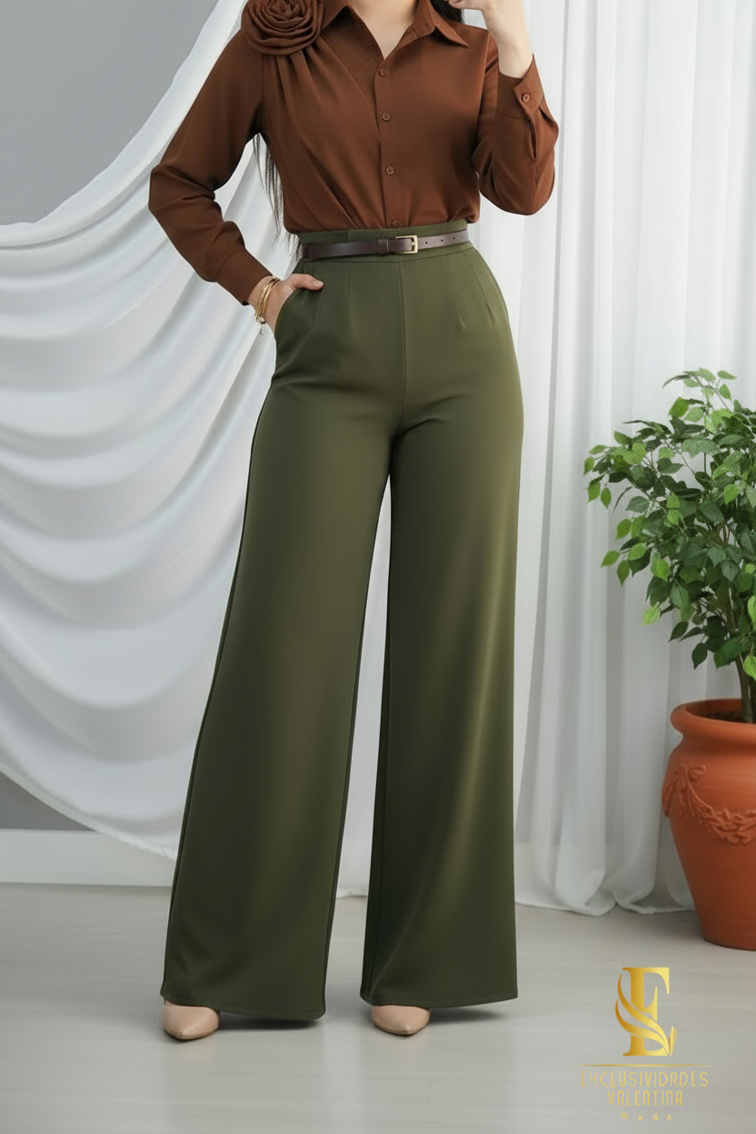 Conjunto con Rosa y  Verde Olivo cod.0055