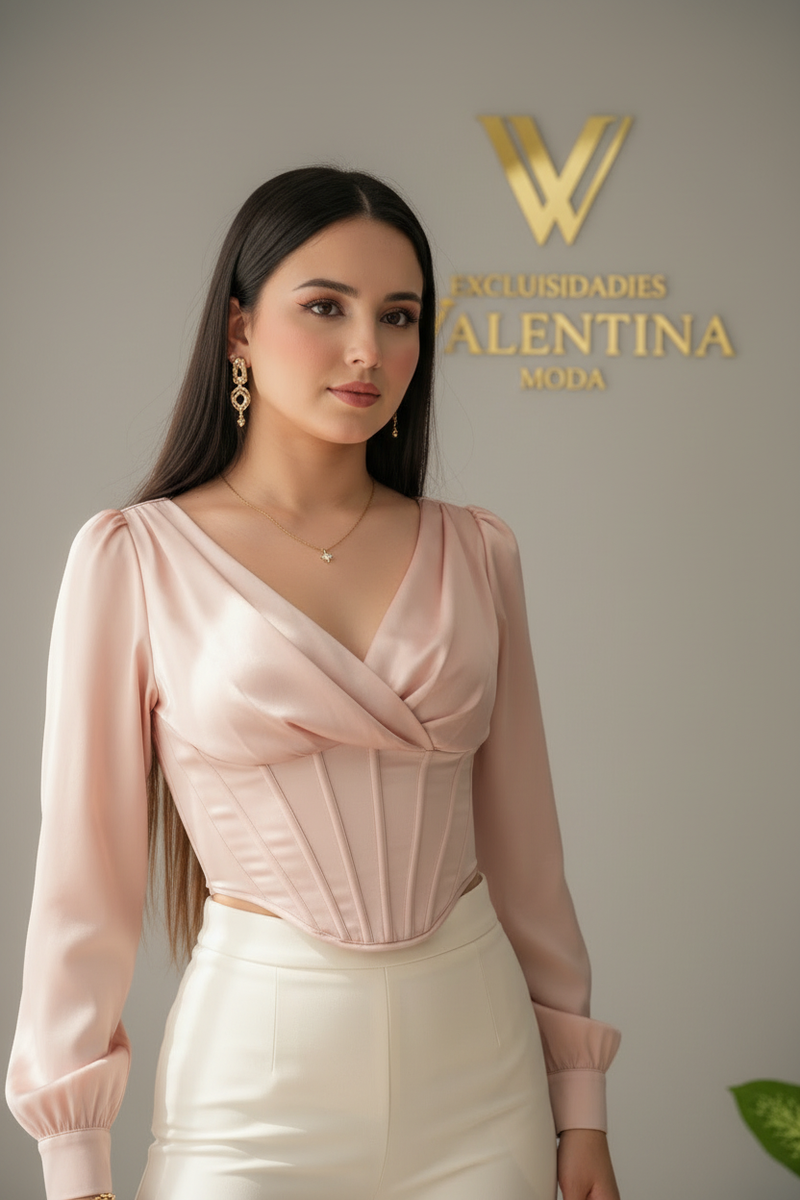 Blusa Corset Camelia Rosa