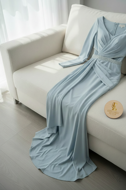 Vestido Azul Cielo Drapeado cod.707