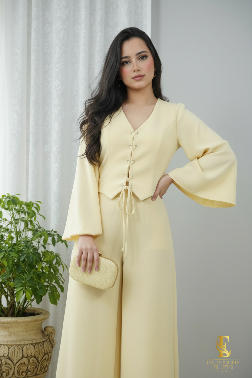 Conjunto Amarillo Mantequilla — Top Campana & Palazzo cod.0025