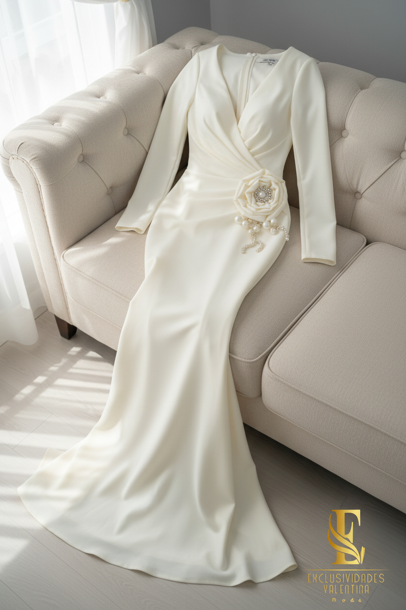 Gown Ivory Rosa 3D Sirena cod.V739