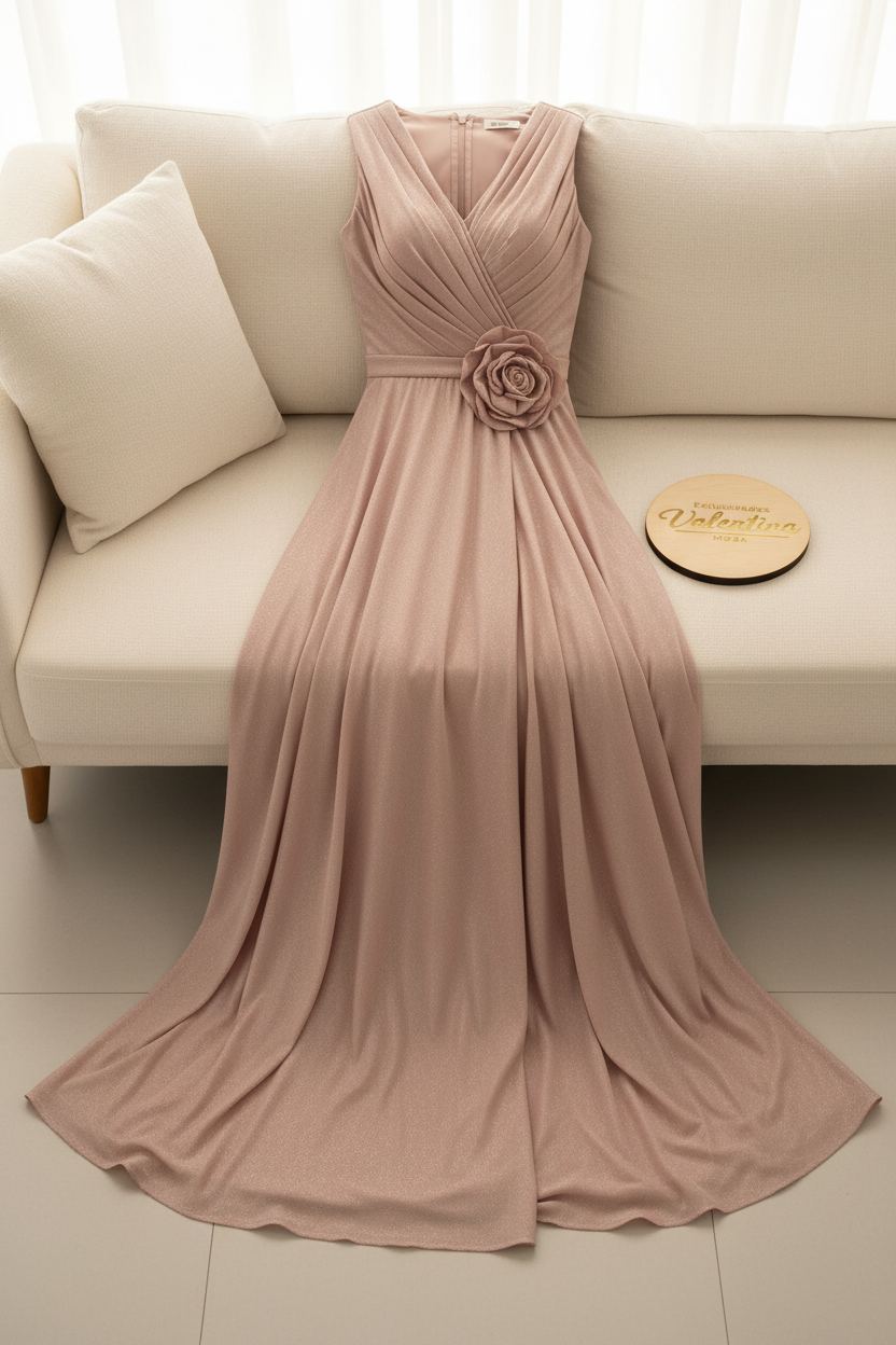 Vestido Rosa Palo Flor cod.906