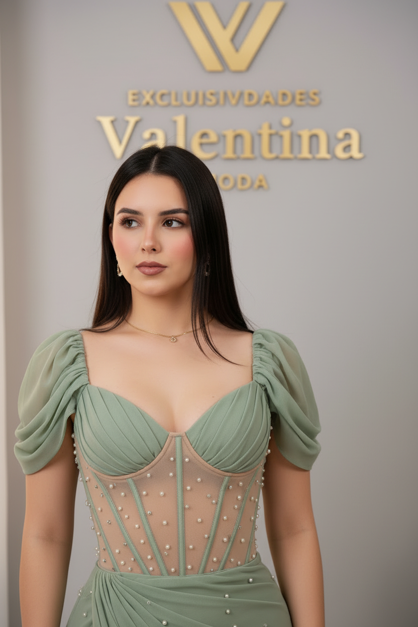 Vestido Esmeralda Salvia cod.V657