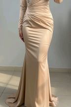 Vestido Dorado Champagne Escote V Cristales cod.V0013