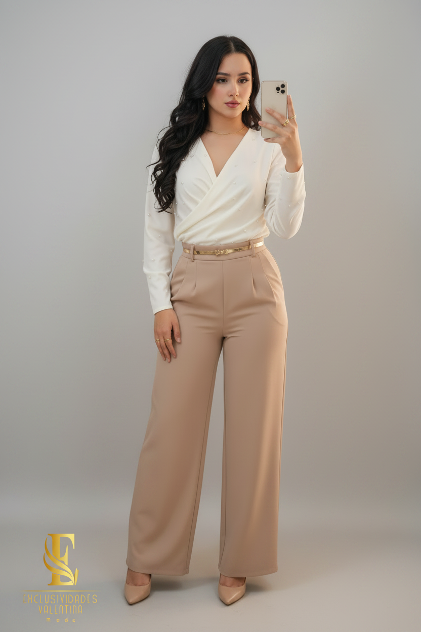 Blusa Blanca | Wrap V-Neck Manga Larga cod.B518